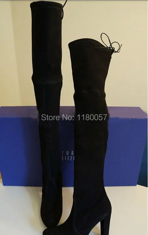 chunky heel knee high leather boots