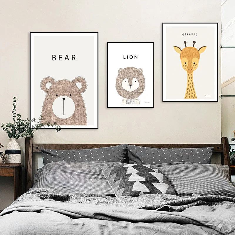 Scandinavian Style Animal Print Nursery Posters Cute Animals Decorative Picture Cuadros Decor Salon Wall Art Canvas Painting | Дом и сад