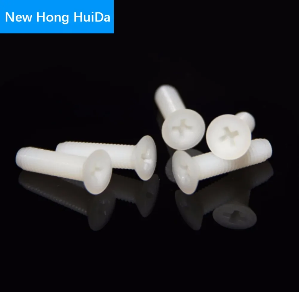 

M5 White Nylon Flat Head Machine Screw Cross Recessed Phillips Metric Thread Countersunk Plastic Bolts