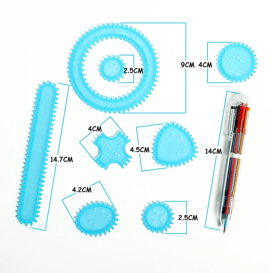 Спирограф игрушки для рисования набор аксессуаров 8 шт. дизайн Блокировка шестерни и колеса с красочной ручкой обучающая игра-раскраска игрушка