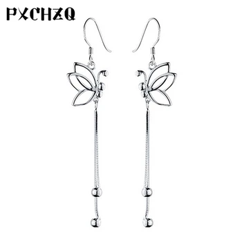 

High - end elegant white fungus female fashion simple butterfly fringed long section of Tremella line earrings 60mm