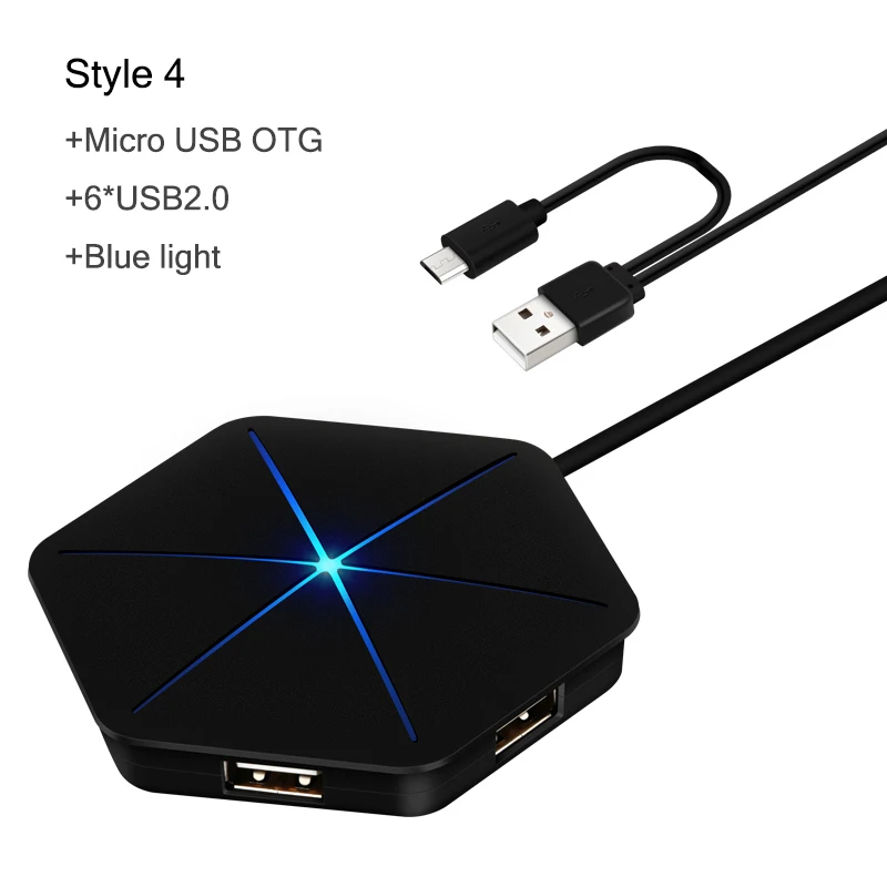 6 портов USB2.0 концентратор 1 м разветвитель кабеля с устройство для чтения карт SD TF классный светильник USB 2,0 3,0 концентратор для нескольких устройств Настольный Ноутбук - Цвет: Style 4 OTG USB