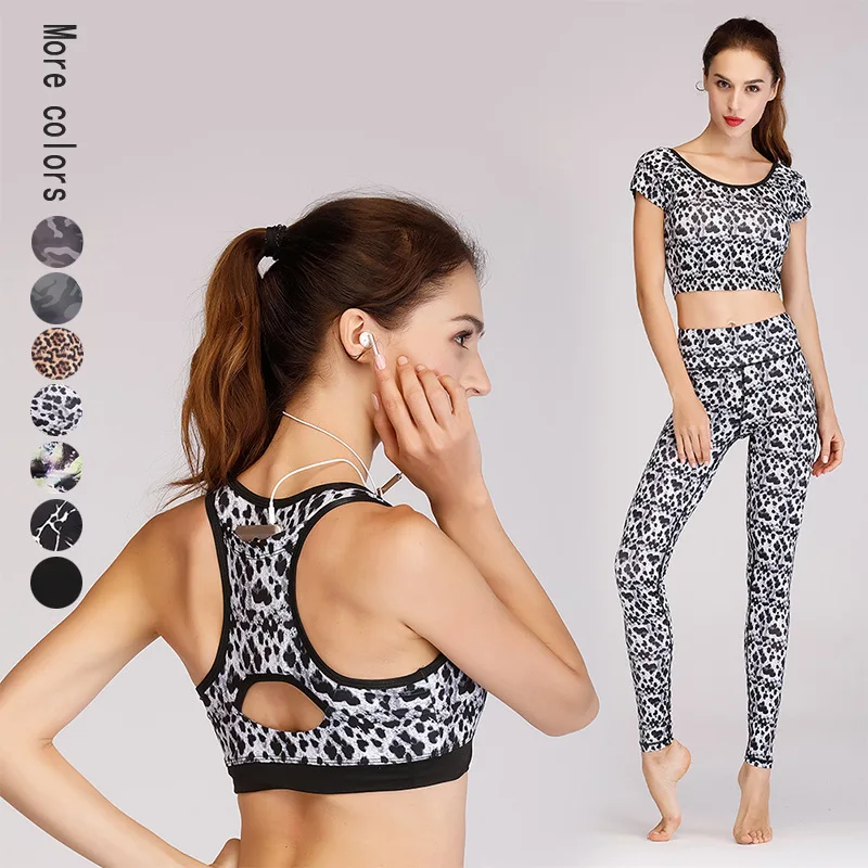 

Women's Yoga 3 Piece Set Gym Clothing Seamless Leggings+Sports Bra Workout Sports Suit Energy Fitness Sportswear Active Wear