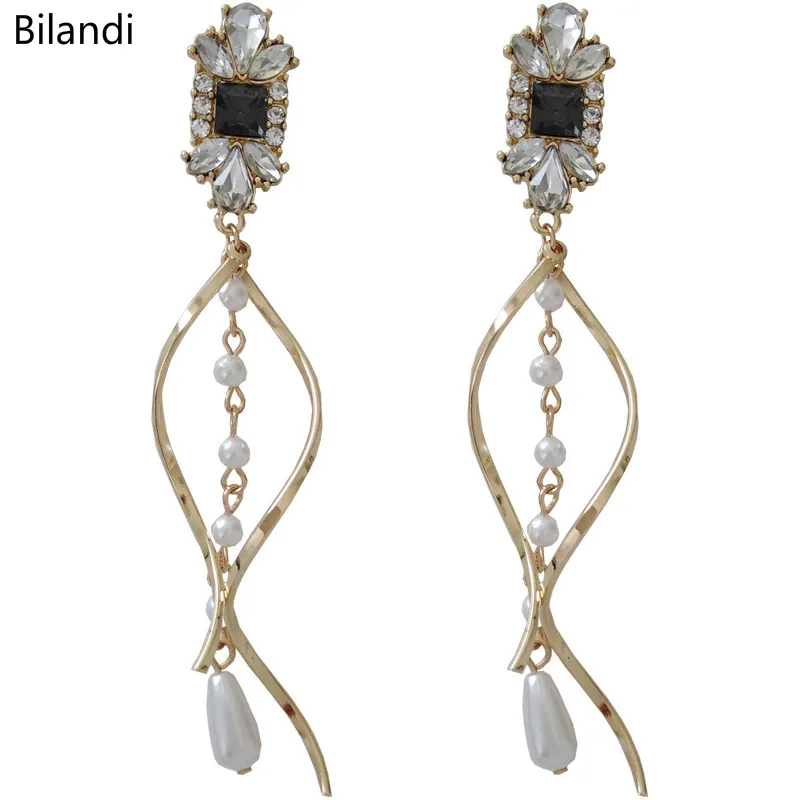 

Newest Fancy Jewelry Glass stones Teardrop Pearls Earring For Woman