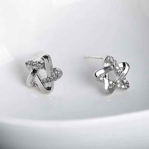 

2017 Hot Sale Korean Rhinnestone Pentagram Stud Earrings Fashion Jewelry Boucles D'oreilles Cute Earrings For Women
