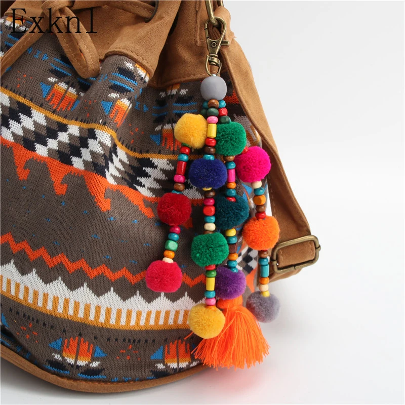 

Exknl 1pc Big Colorful Pom Pom Key Chain Key Rings Big Tassel Key Chains For Women Bag Charms Jewelry Keyrings Fashion Jewelry
