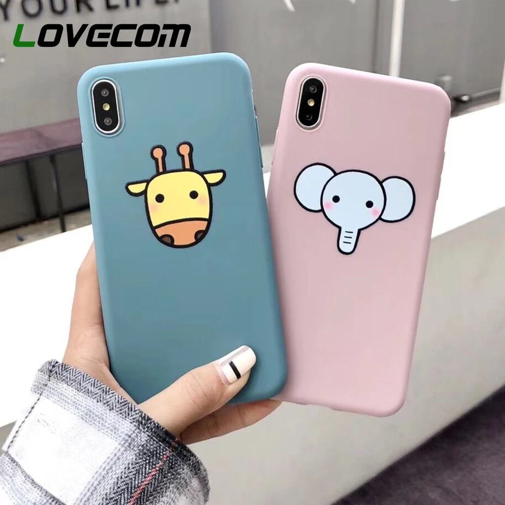 

LOVECOM Cute Cartoon Elephant Long Deer Phone Case For iPhone 6 6S Plus 7 8 Plus XS XS Max XR Soft TPU Phone Protector Cover