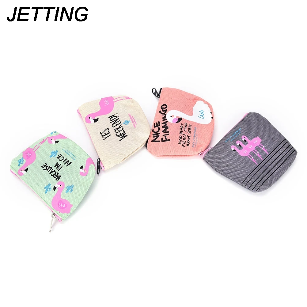1pc New cute flamingos canvas coin purses zipper zero wallet child girl boy women purse,lady coin bag key packet