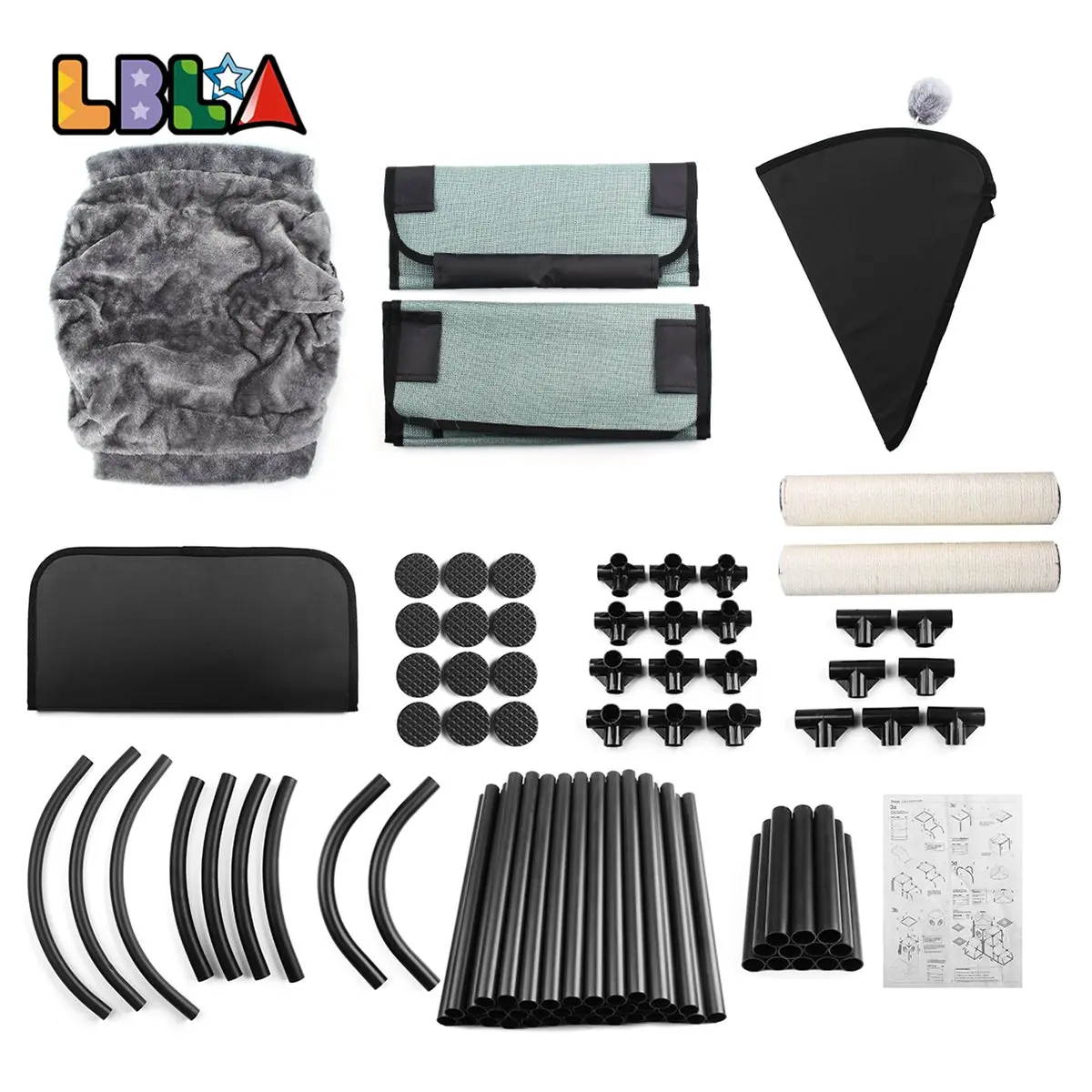 

LBLA Handmade Removable Assembly Pet Cat Tree Play House Condo Bed Furniture Scratching Post Tree Toy Balls Model Building Kit
