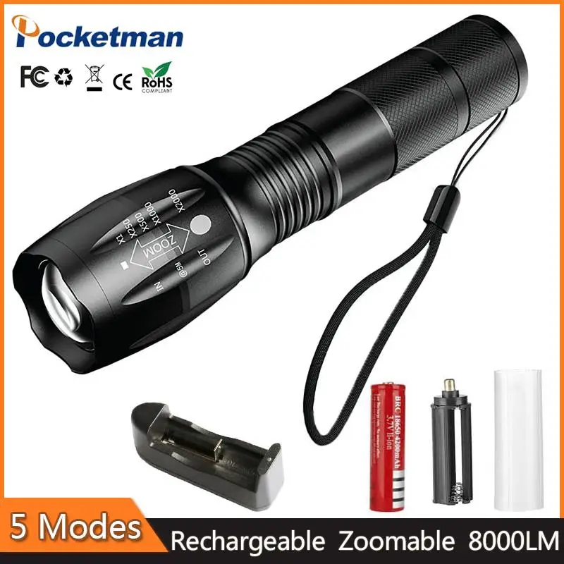 

z93 Lanterna XM-L T6 4000LM Tactical Flashlight Torch Zoom Linternas LED Flashlight for 3xAAAor 18650 Rechargeable Battery