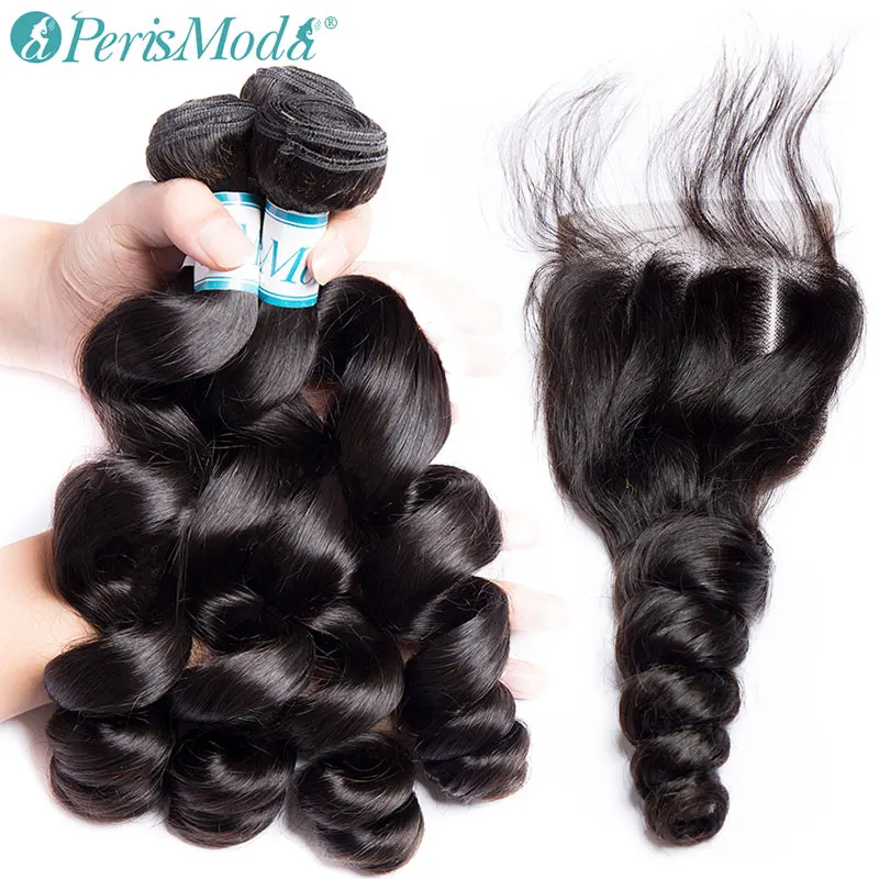 

Loose Wave Bundles With Closure 3 Bundle Brazilian Hair Weave and Closure PerisModa Remy Human Hair Bundles With Closure Mi Lisa