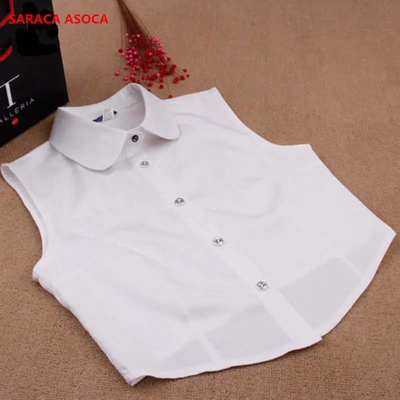 New Fashion Women's Vest Detachable Collar Shirts Vest style Fake