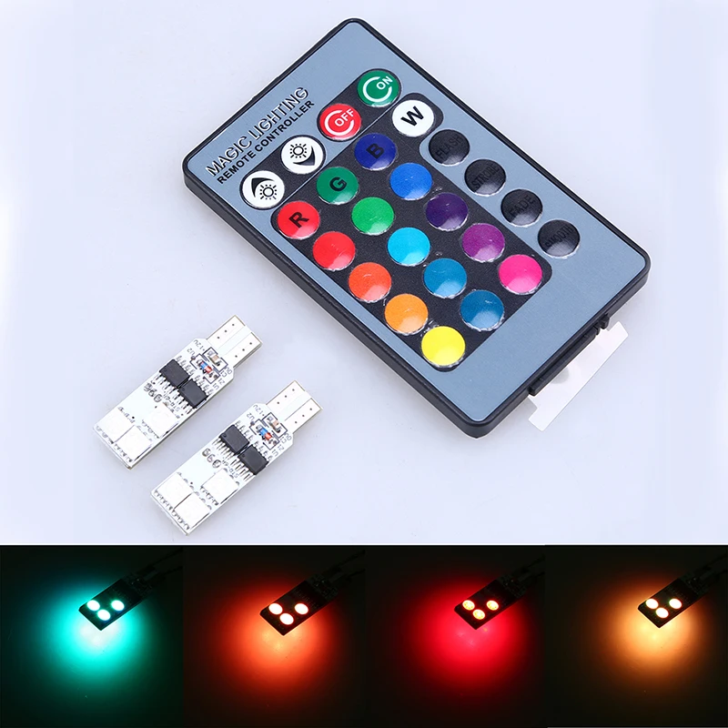 

POSSBAY 2x Remote Control Car Interior LED Reading Light Dome Lamp 12V 6/12SMD 5050 T10 RGB