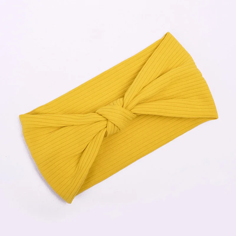 Женская головная повязка тюрбан одноцветная повязка для волос для девочек, ткань для макияжа, эластичные резинки для волос, связанные в узел волосы, аксессуары для головы - Цвет: yellow