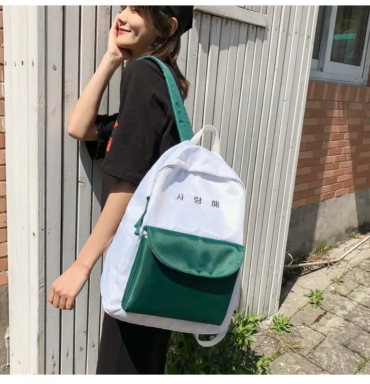 

2019 Summer New Fashion Preppy Style Simple Letters Women Canvas Backpacks Female Casual Students School Bags Shoulder Bags
