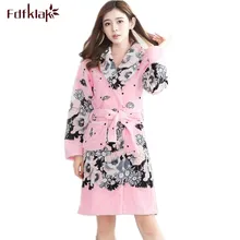 Женский халат осень Мода г. осень-зима фланелевая ночная рубашка с длинными рукавами и принтом; детские халаты одежда для сна банный халат M-XL Q341