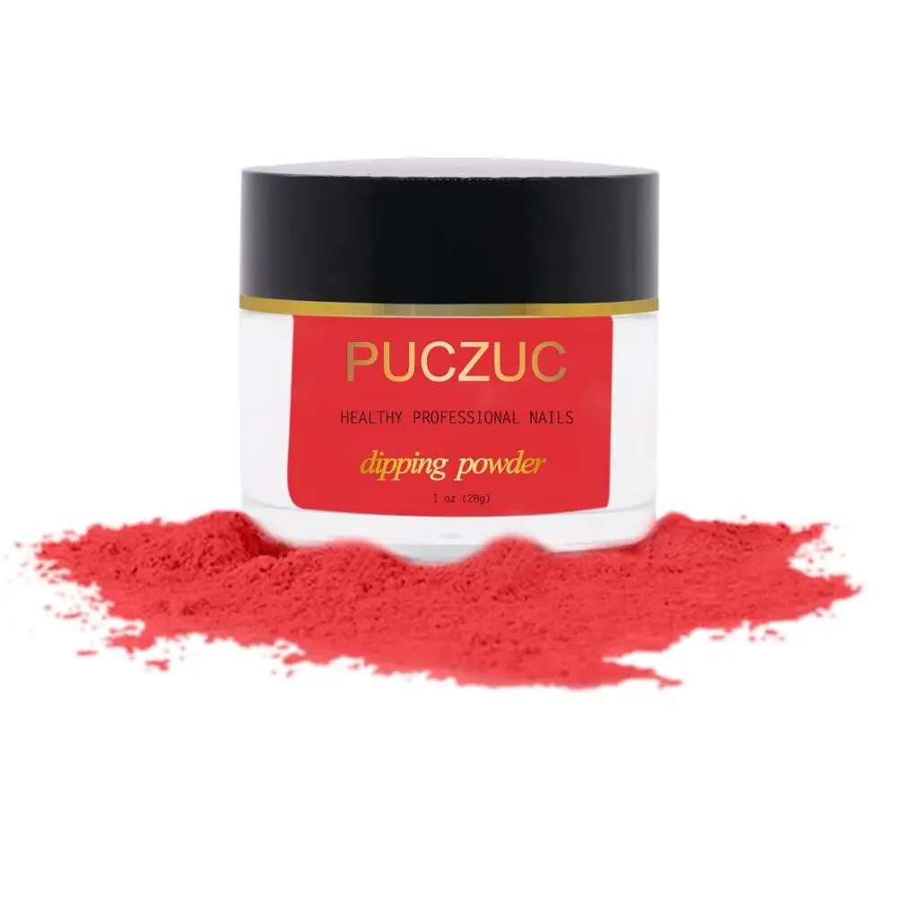 PUCZUC 1 OZ Full Set Dipping Powder Base Top Coat Kits DIY Dip Nail Powder Manicure Set Brush Saver Powder - Цвет: P019-1OZ