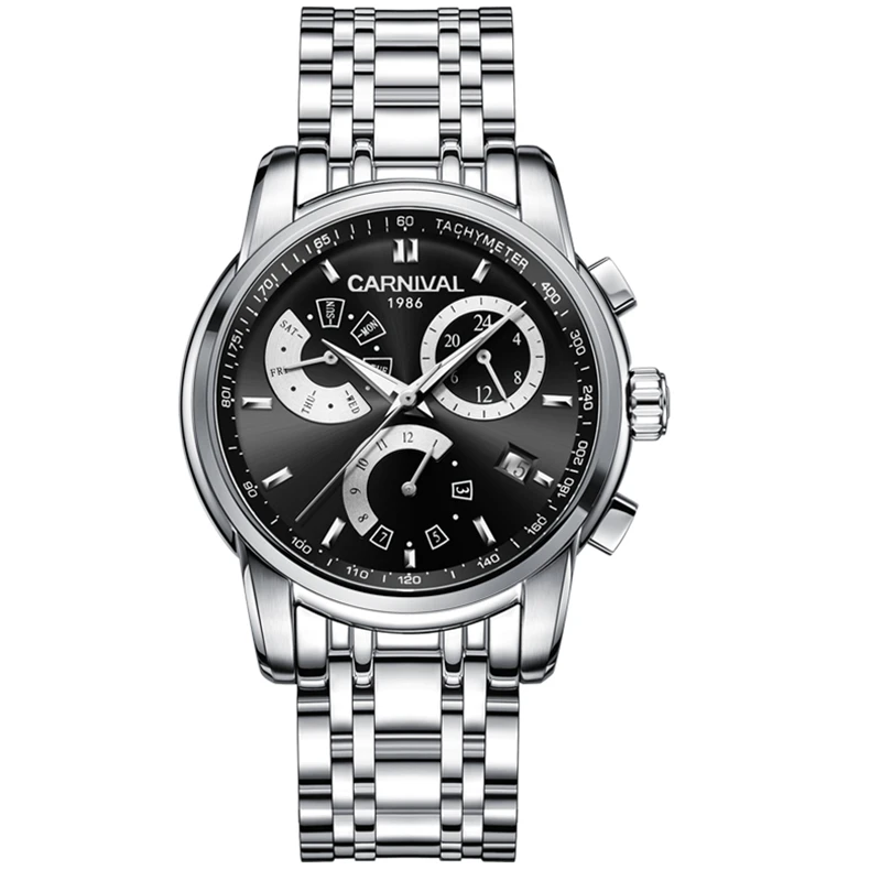 Карнавал мужские часы в стиле милитари Топ бренд класса люкс автоматические механические часы мужские полностью стальные часы relogio masculine kol saati