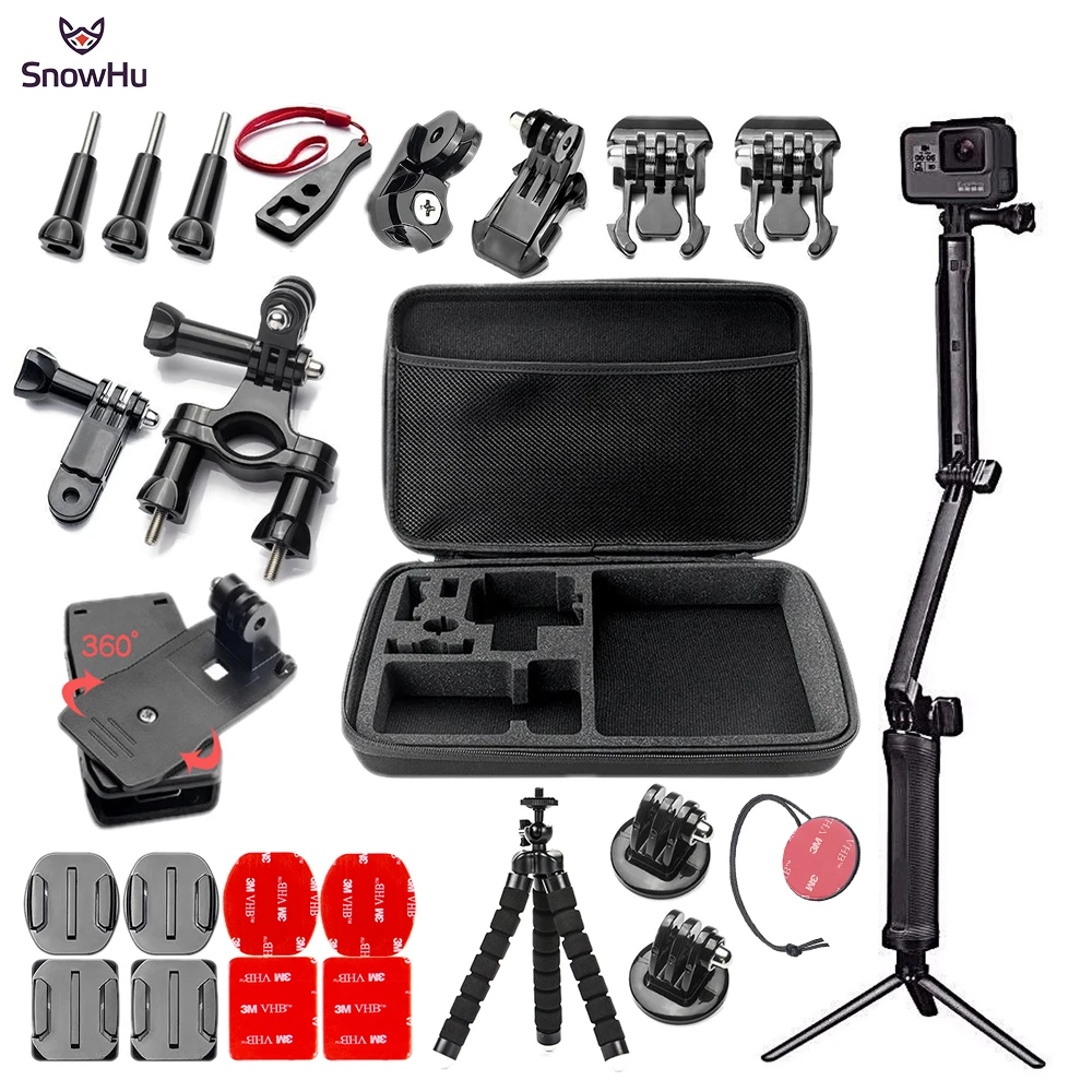 SnowHu For Gopro Hero Action camera accessories Set Large bag Selfie
