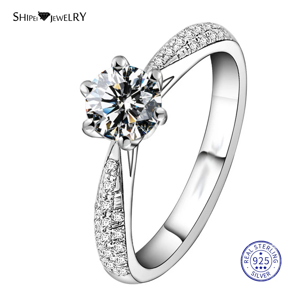 

ShiPei 100% 925 Sterling Silver 2ct Moissanite Ring Engagement Wedding Ring for Women Anniversary Gift Fine Jewelry Wholesale