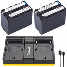 2* 7000mAh NP-F960 NP-F970 batteries / F960 battery pack + 1 * charger For Sony NP-F550 NP-F770 NP-F750 F960 F970 free shipping