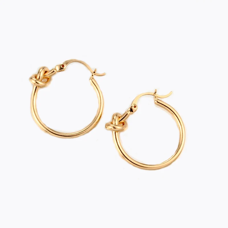 

1Pair Unique Knotted Small Hoop Earrings for Women Trendy Simple Cute Round Aros Fashion Temperament Piercing Oorbellen Ringen