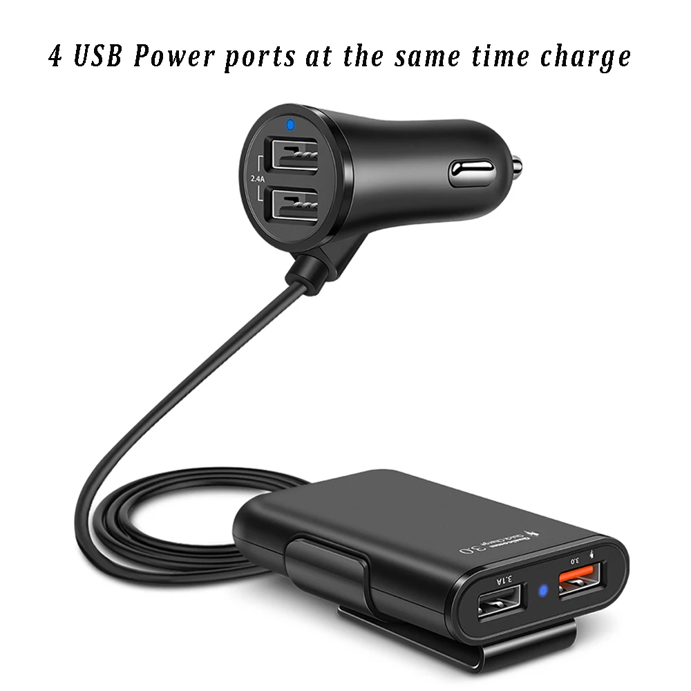 QC3.0 سريعة شاحن سيارة 4 سلك USB كابل الهاتف المحمول شاحن 3.0 + 2.4A + 3.1A مصباح USB امدادات الطاقة ل اللوحي Xiaomi QC3.0 سريعة شاحن سيارة 4 سلك USB كابل الهاتف المحمول شاحن 3.0 + 2.4A + 3.1A مصباح USB امدادات الطاقة ل اللوحي Xiaomi