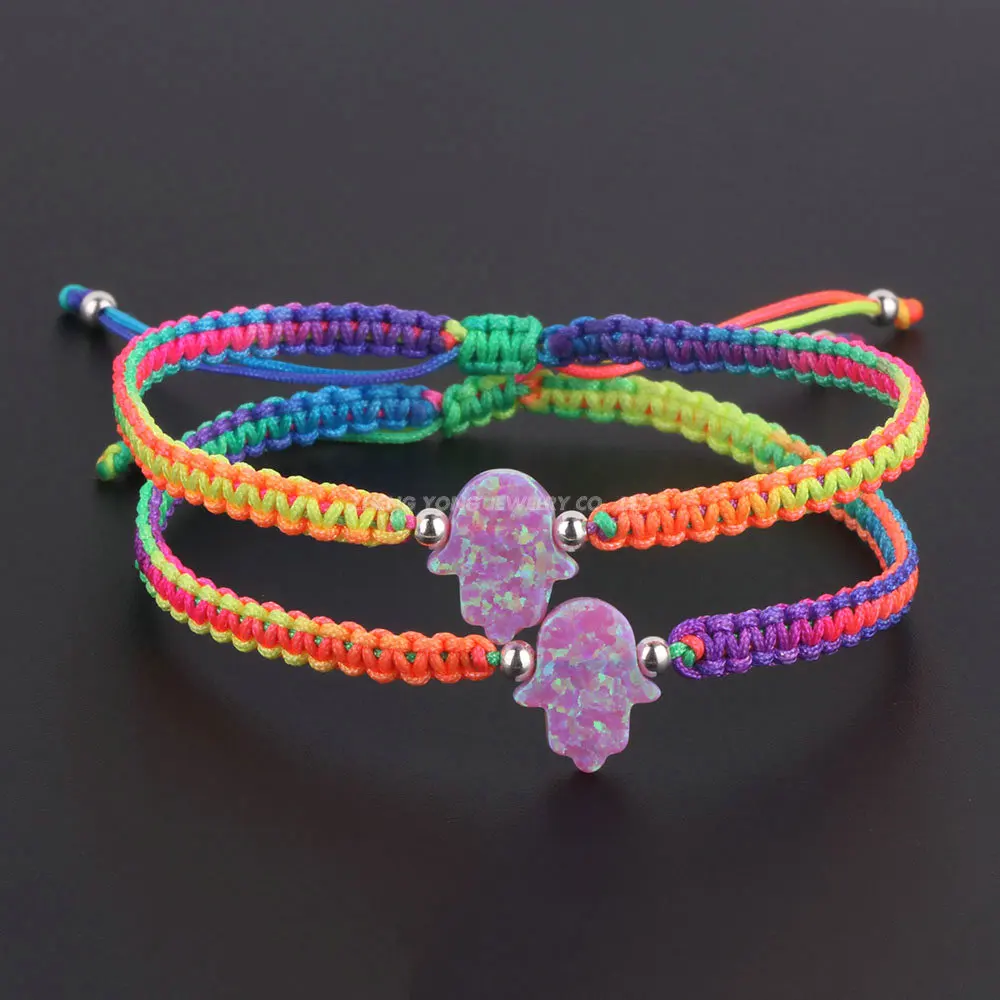 

11*13mm Hamsa With Multi Colors Nylon Rope Thread Knots Adjustbale Bracelets