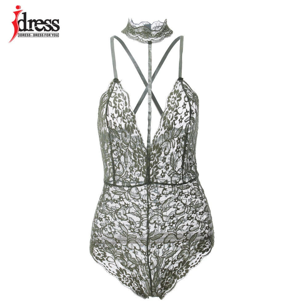 Sexy Women Lace Bodysuit 2017 Summer Crochet See Through Straps Deep V Neck Halter Bodycon Jumpsuit Backless Bandage Bodysuits (7)
