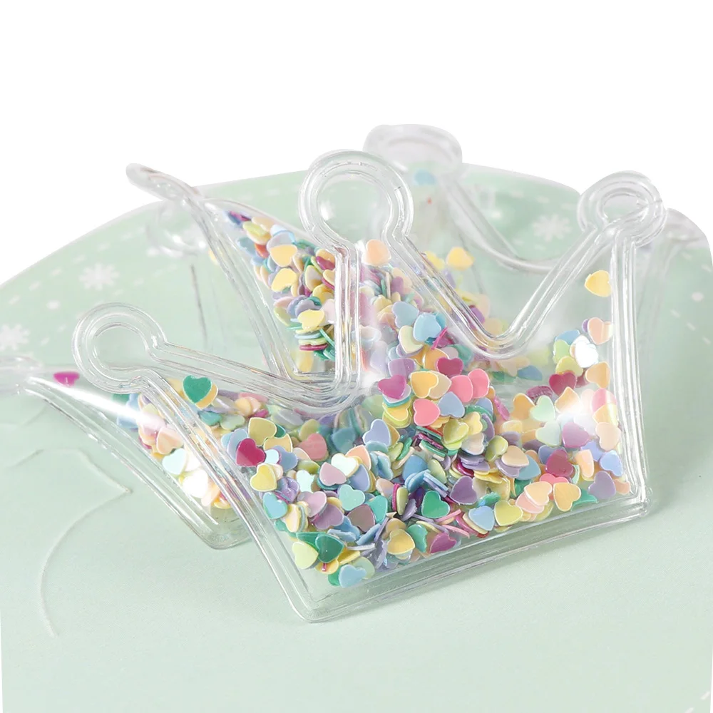 

6Pcs/set Mix Color Imperial Crown Transparent Bling Flowing Patches Applique For Children Clip DIY Hair Clip Accessories 77*55mm