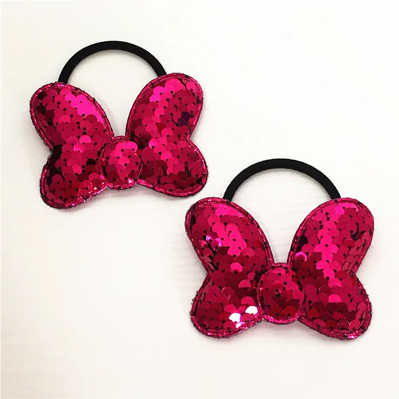 

2pcs Children's Bow Hair Band popular can flipped color Fish Scale elasticity Hair circle multi-layer sequin Hair Accessories