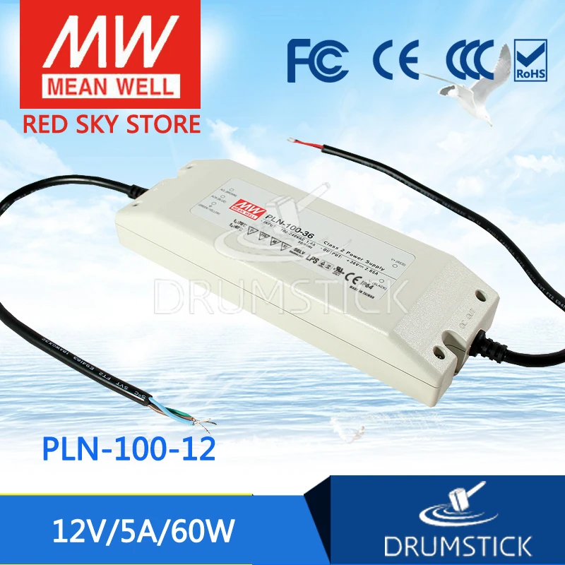 

MEAN WELL PLN-100-12 12V 5A meanwell PLN-100 12V 60W Single Output Switching Power Supply