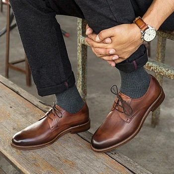

2020 Free Shipping Handmade Genuine Leather Derby Shoes for Men Dress Shoes British Business Shoes for Men Black Brown BL268-3