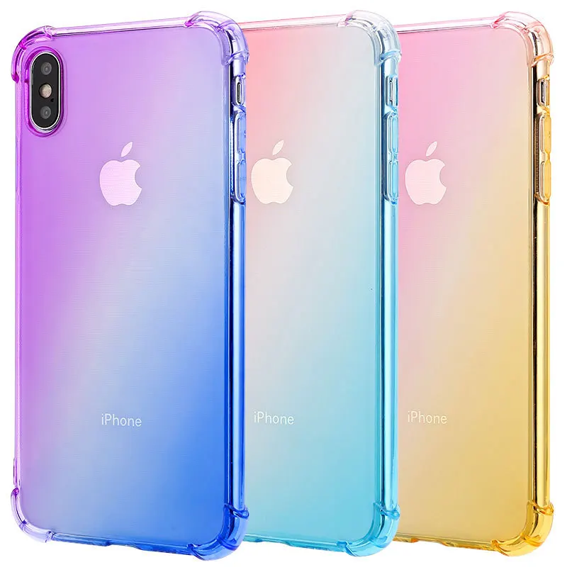 

Apply Apple iPhone XR rainbow quadrangle anti-fall gradient color mobile phone shell iPhone XS Max new model