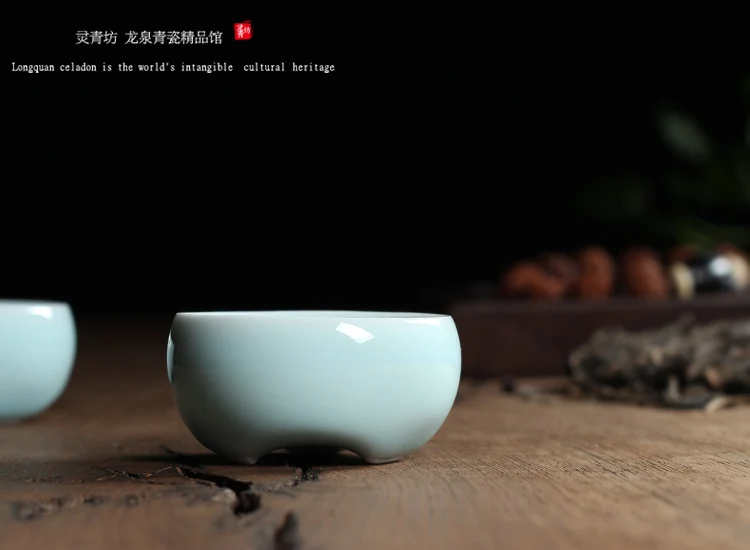 Longquan Celadon фарфоровые чайные чашки китайский чайный горшок Золотая Рыба чашка чая, кружка 60 мл кракле чайный набор, чашки Прямая поставка