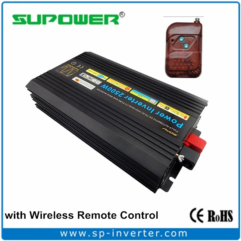 

High efficiency 2500w dc 12v 24v 48v to ac 120v 220v Pure Sine wave Power Inverter with Wireless Remote Control