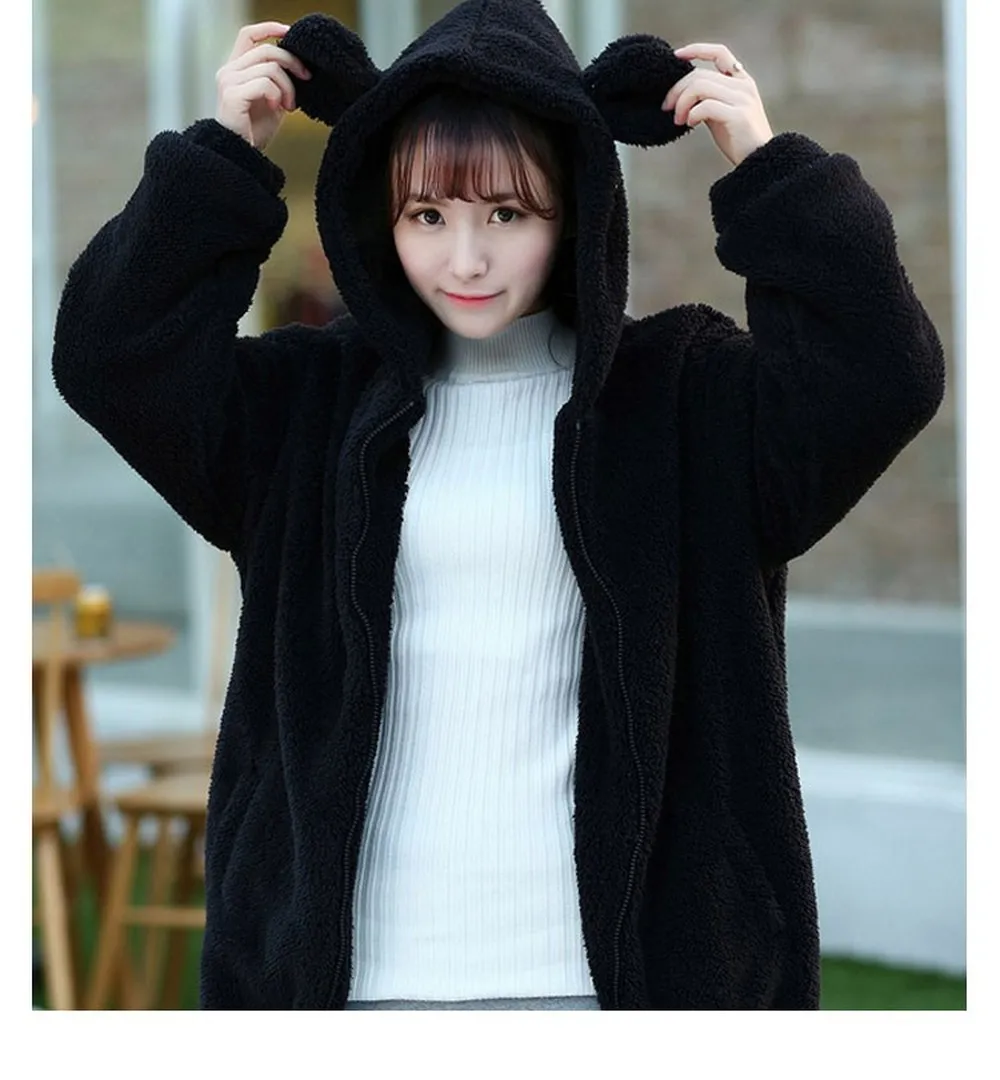 ZOGAA New winter Korean version of the little bear bunny with ears and tail cartoon plush jacket hooded women ZOGAA New winter Korean version of the little bear bunny with ears and tail cartoon plush jacket hooded women