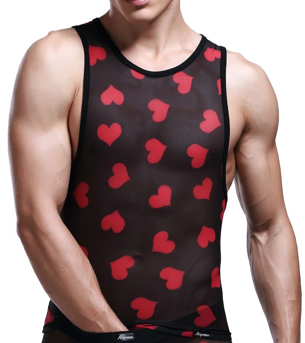 2016 Vest Bodybuilding Clothing Heart Design And Fitness Men Undershirt