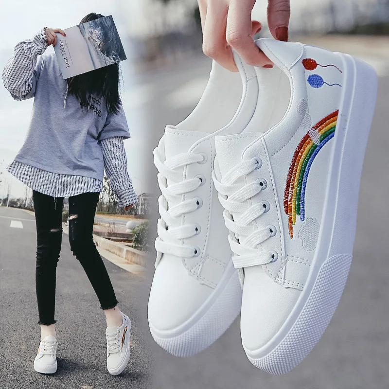 

women shoes 2019 summer women sneakers lace-up woman solid color female casual shoes tenis