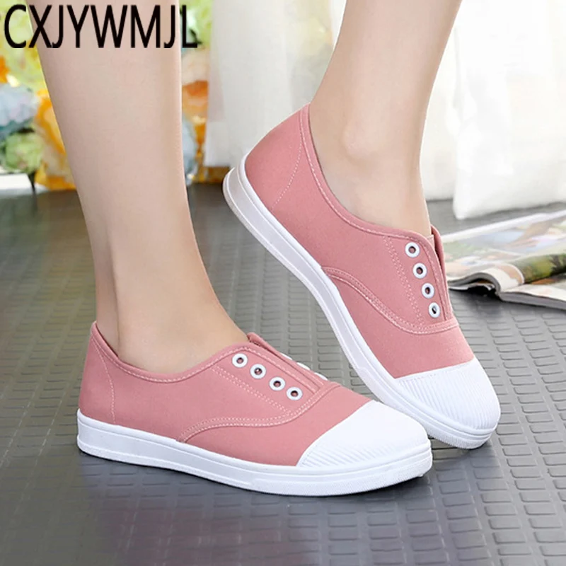 

Canvas Women Shoes 8 Colors Canvas Iow To Help Flat Bottom Female Shoes Casual Light Student Small White Shoe Girl Shoe