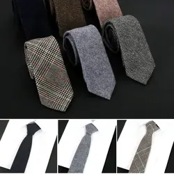 Мода Галстук 5 см Тонкий Мужские галстуки Одежда высшего качества шерсти галстук Англия платье в деловом стиле Бизнес Черный, серый цвет в