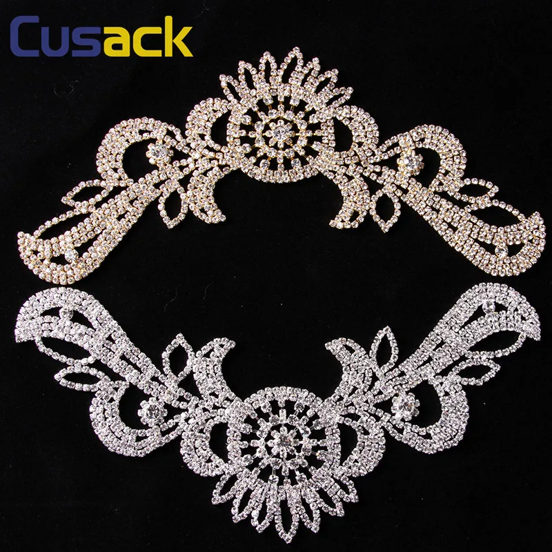 

Wing Crystal Rhinestones Applique for Wedding Dresses Sew On 39.8 cm *12 cm Silver Gold DIY Crafts Cusack