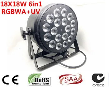 

10 PZ DJ Par Lattine Lattine Par RGBWA UV 6IN1 18X18 W LED Valutazione Impermeabile IP20 In Alluminio Nero custodia 90 V-240 V