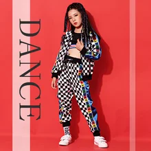 Костюм для джазовых танцев для мальчиков и девочек, одежда в стиле хип-хоп костюм в клетку одежда для уличных танцев, детская одежда для выступлений, DL3128