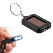 5PCS Mini Solar Power Black 3LED Light Lamp Keychain Torch Flashlight Key Ring Rechargeable