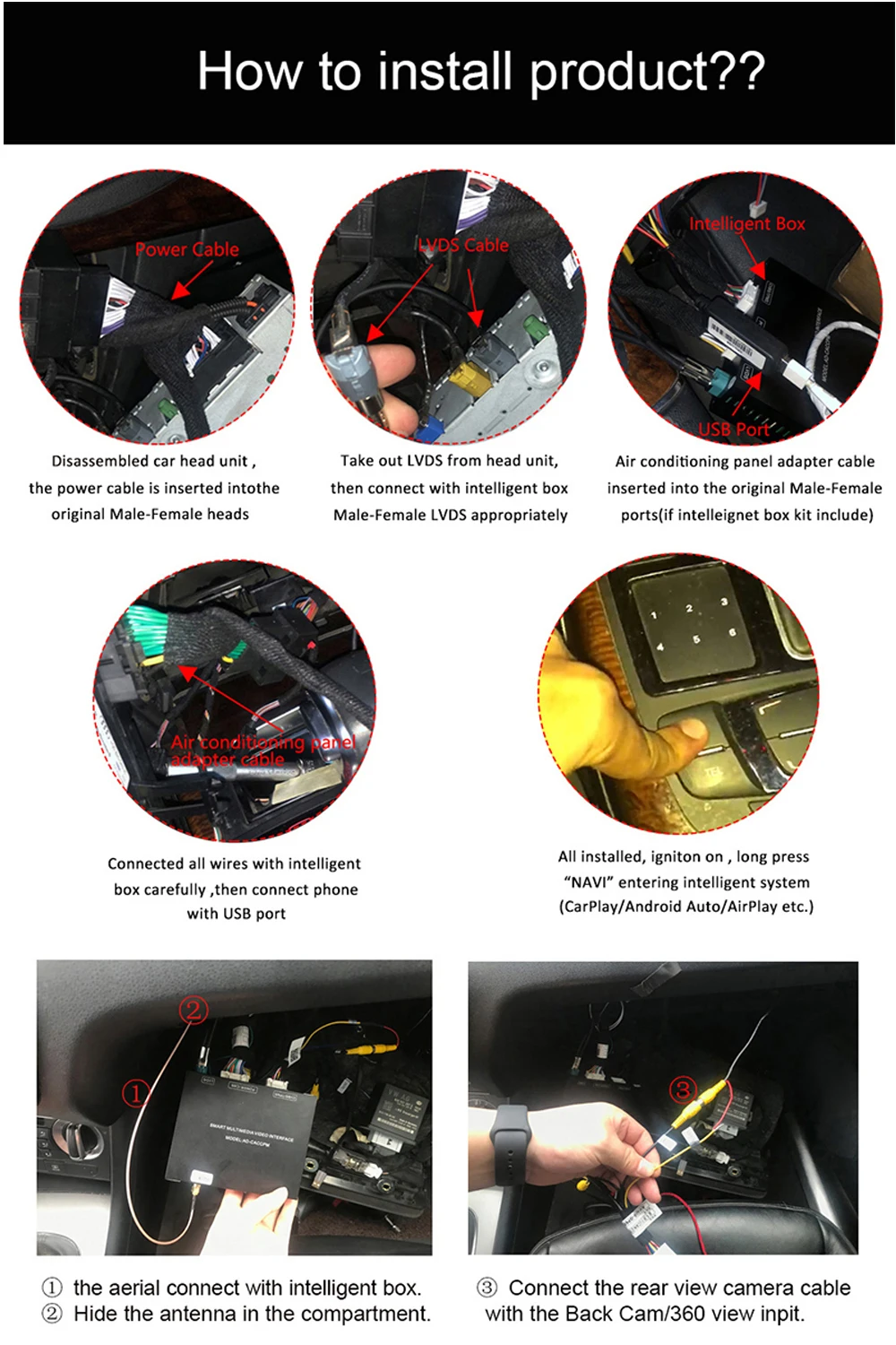 Clearance Aftermarket Adapter Multimedia A6 C7 MMI Small Screen OEM Wireless Apple CarPlay Solution Retrofit with Reverse Camera for Audi 7