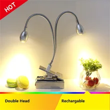 2 Вт/6 Вт подзарядки светодиодные лампы, гибкая трубка двойной головкой diaplay, окно, фото, настольная лампа, витринное стекло зажимный держатель spotlight