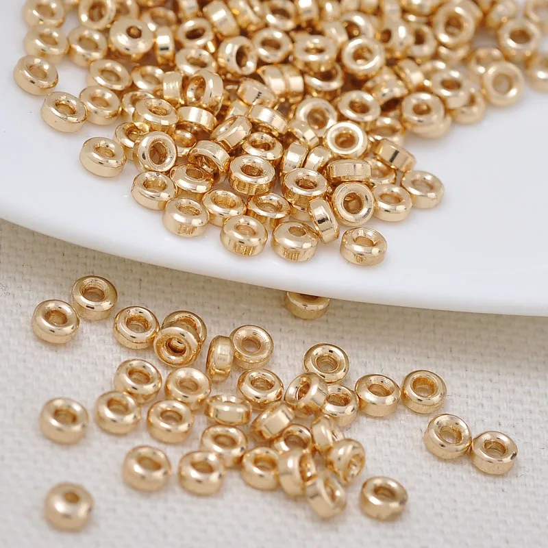 

4MM24K Champagne Gold Color Plated Brass Round Spacer Beads High Quality Diy Jewelry Accessories