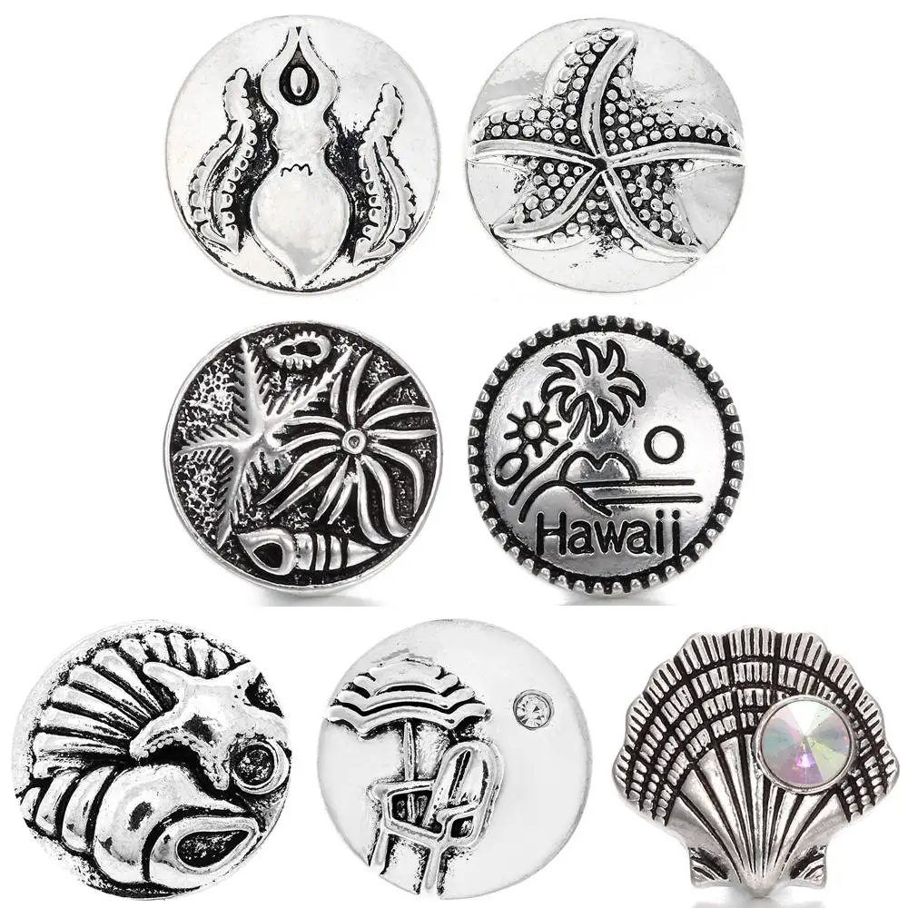 

Newest High Quality 18mm Metal Snap Button Charm SEA Styles Button Snap Button Jewelry TZ0003