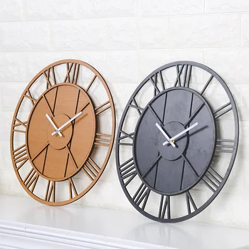 

Silent Wooden Wall Clock Classic Retro Style Wood Clocks European Simple Timepiece For Living Room Study Bedroom Home Decoration
